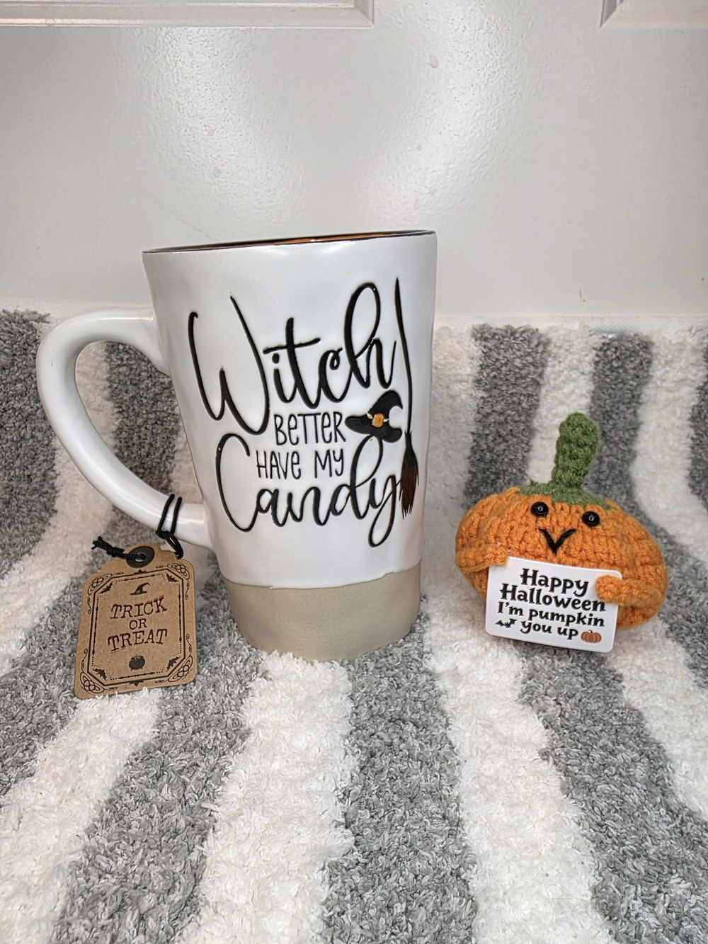 NWT Ceramic Mug "Witch Better Have My Candy" & Emotional Support Pumpkin